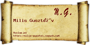 Milis Gusztáv névjegykártya