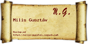 Milis Gusztáv névjegykártya